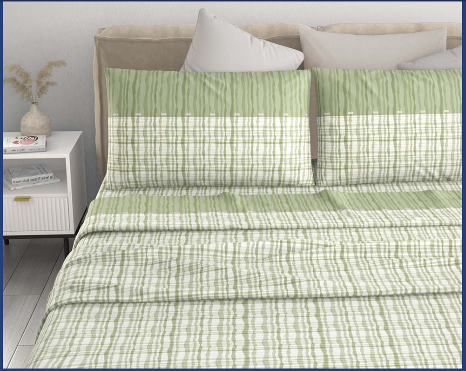 Set Lenzuola + Angoli + Federe in Cotone - Mix Fantasia Righe