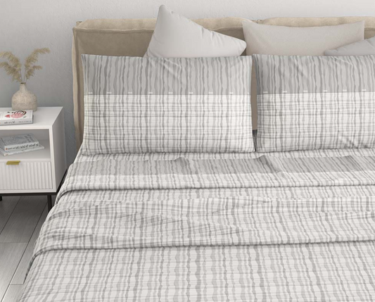 Set Lenzuola + Angoli + Federe in Cotone - Mix Fantasia Righe