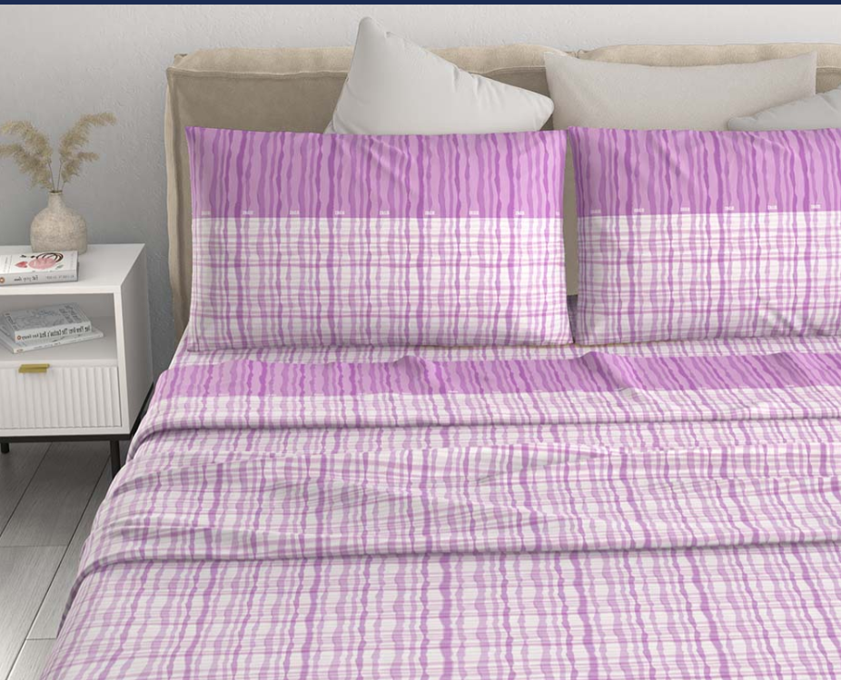 Set Lenzuola + Angoli + Federe in Cotone - Mix Fantasia Righe